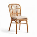Rattan dining chair with beige cushion 45 x 45 x 85cm for indoor or outdoor use