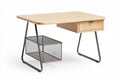 Wooden writing desk with metal frame and storage drawer 120 x 60 x 75cm