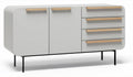Modern sideboard storage cabinet with four drawers and two doors in gray 120 x 40 x 80cm