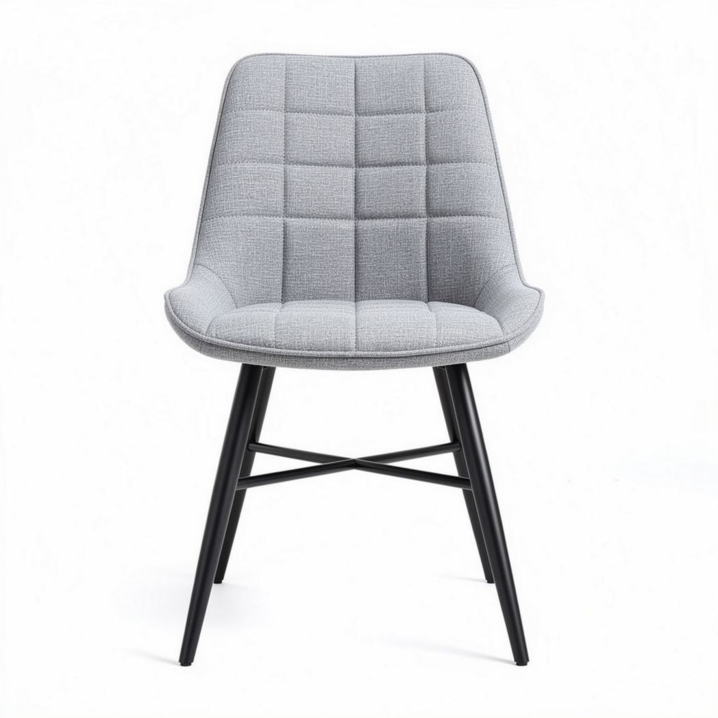 Gray fabric dining chair with tapered wooden legs 45 x 50 x 85cm