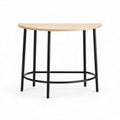 Wooden half-moon table with black metal legs for living room use 70 x 40 x 75cm
