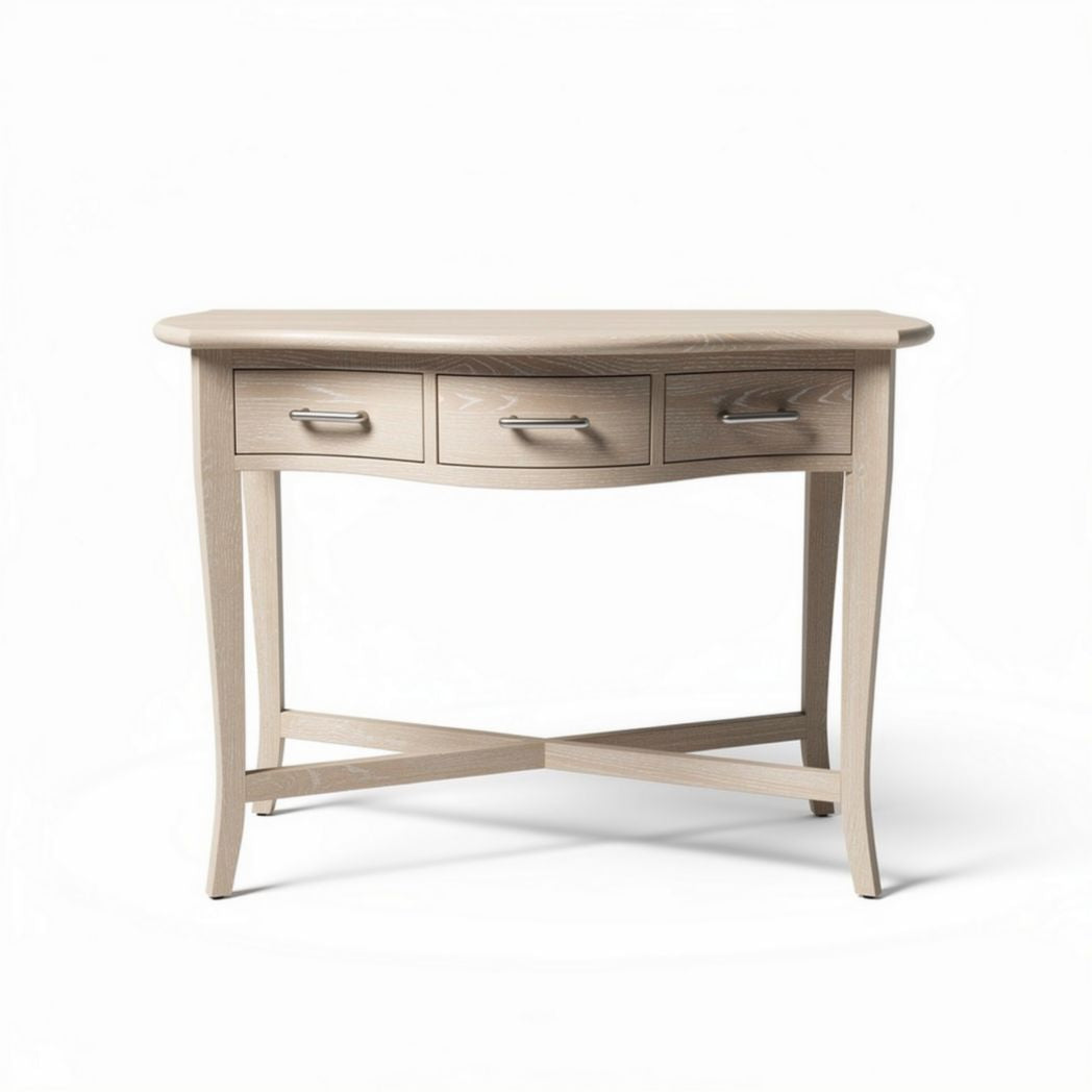Console table with three drawers in light oak finish 90 x 40 x 75cm