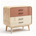 Wooden storage cabinet with three drawers and mixed color design 80 x 40 x 90cm